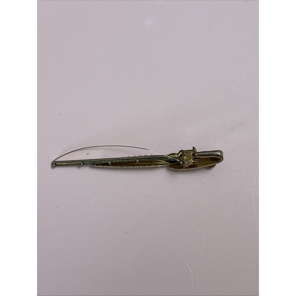 Vintage Hickok Fishing Pole Tie Clip Bar Gold Tone Marked Signed Made in U.S.A